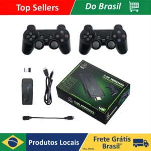 DAFUSHOP Videogame Stick 10mil Jogos 64gb 2 Controles Sem Fio Console Original Portátil Retro Antigo