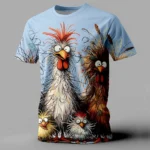 Camiseta com estampa animal engraçada masculina, camiseta casual de manga curta, pulôver com o pescoço, roupas extragrandes, moda de rua, verão