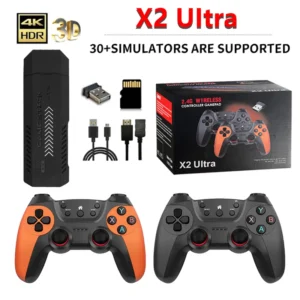 X2 Ultra Video Game Stick Console, Apenas 2.4G Duplo Controlador Sem Fio, 4K HD30000 Jogos, 128G, Jogos Retro, Presente de Natal
