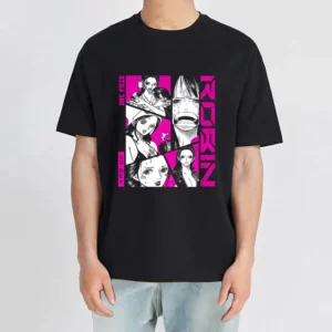 Camiseta japonesa de algodão anime para homens e mulheres, ROBIN, gráfico mangá, manga curta, tops casuais, roupas soltas, 1 pc