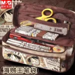 Estojo de lápis multi-camada de grande capacidade One Piece, papelaria Luffy Anime Cartoon Zoro, bolsa personalizada para meninos e meninas