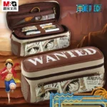 Estojo de lápis multi-camada de grande capacidade One Piece, papelaria Luffy Anime Cartoon Zoro, bolsa personalizada para meninos e meninas