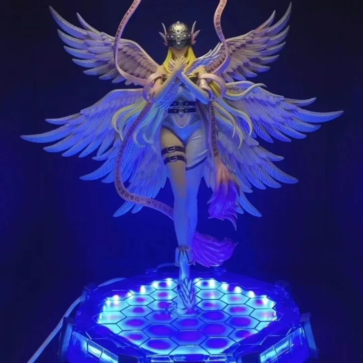 Anime Digimon Adventure Figures, Angewomon, Angemon, LED Action Figurines, modelo de estátua em PVC, boneca de coleção, brinquedos para crianças, 28cm