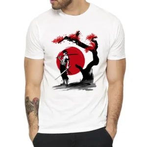 Camiseta de algodão gráfica japonesa samurai masculina, blusas de manga curta, moda streetwear, roupas masculinas, moda Y2K, nova
