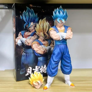 Dragon ball z vegetto figura de ação com duas cabeças anime dbz gogeta figuras 30cm mangá estatueta gk estátua modelo ornamento brinquedo do miúdo